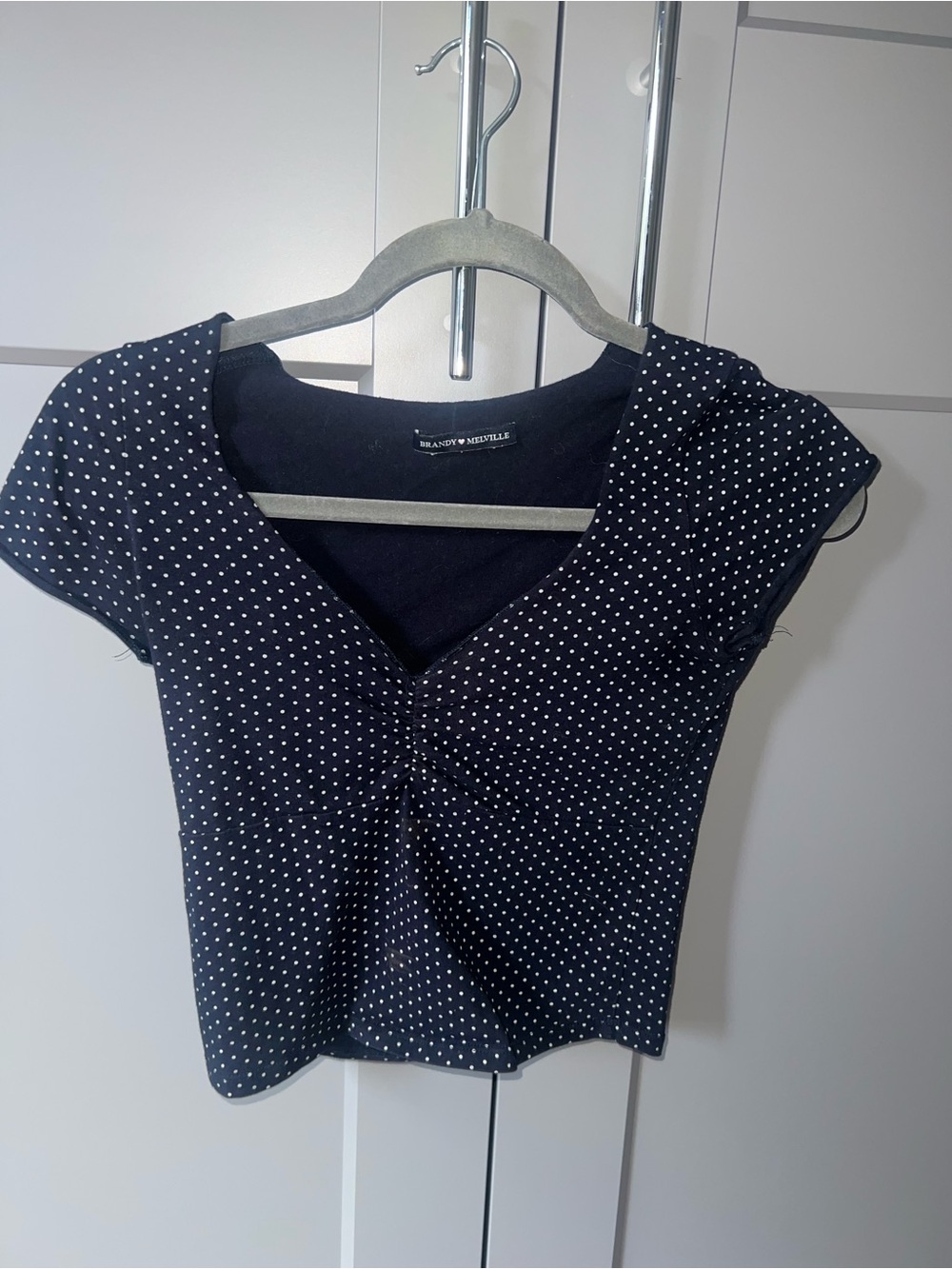 Brandy Melville Black Polka Dot Crop Top